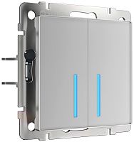 Выключатель сенсорный с подсветкой по Wi-Fi без рамки Werkel 2-кл. серебряный глянцевый картинка